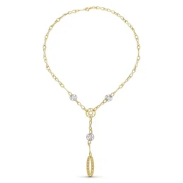 Gargantilla Oro Bicolor 18k mujer eslabones combinados motivos hojas