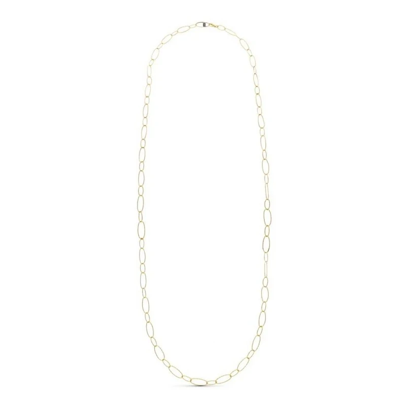 Gargantilla Oro 18k mujer 80 cm. cadena eslabón diamantado combinados