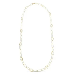 Gargantilla Oro 18k mujer 80 cm. eslabones alargados combinados
