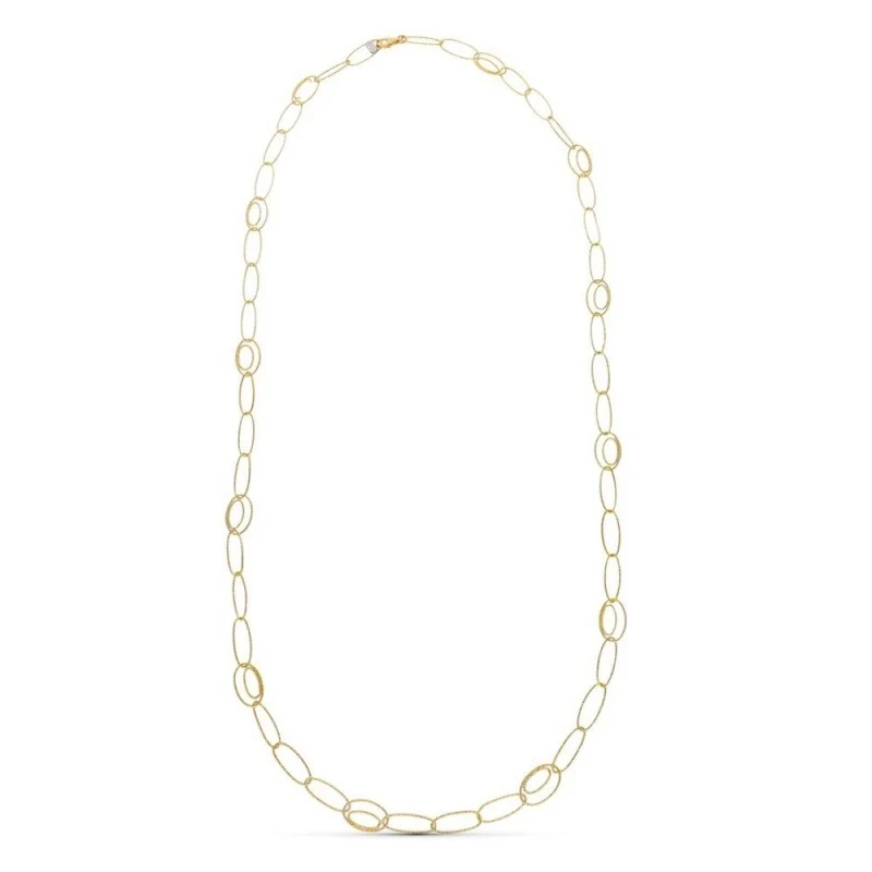 Gargantilla Oro 18k mujer 80 cm. eslabones alargados combinados