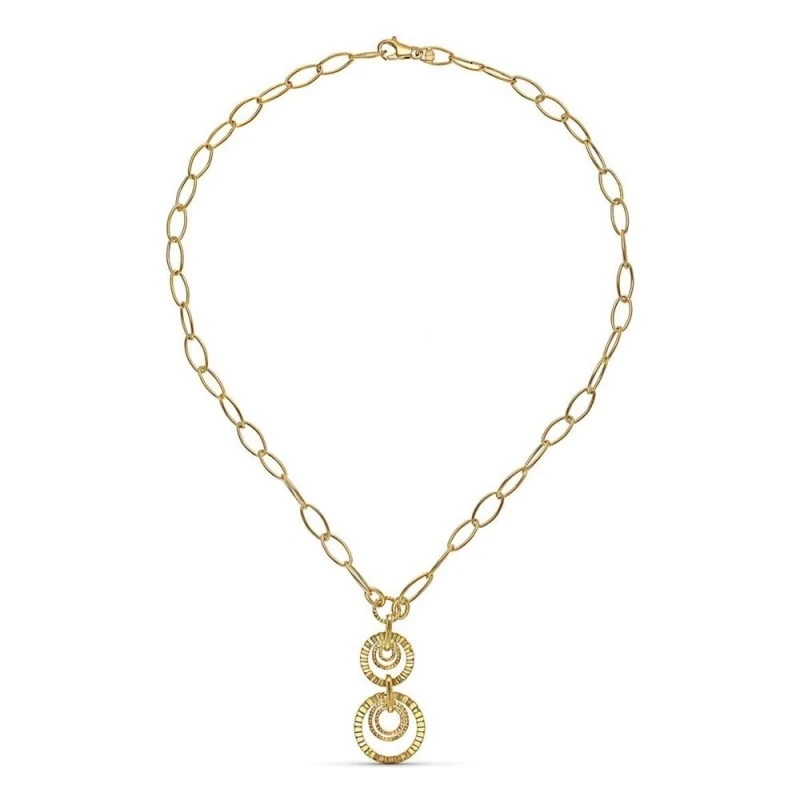 Gargantilla Oro 18k mujer eslabones ovalados combinados colgantes cir