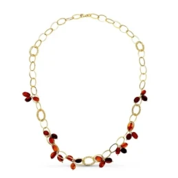 Gargantila Oro 18k mujer eslabones ovalados combinados piedras color