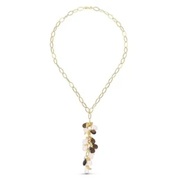 Gargantilla Oro 18k mujer eslabones ovalados piedras colgantes color