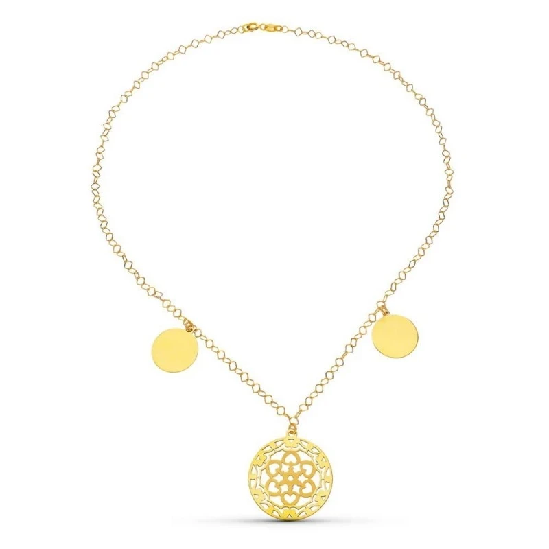 Gargantilla Oro 18k mujer cadena combinada círculos lisos formas cala