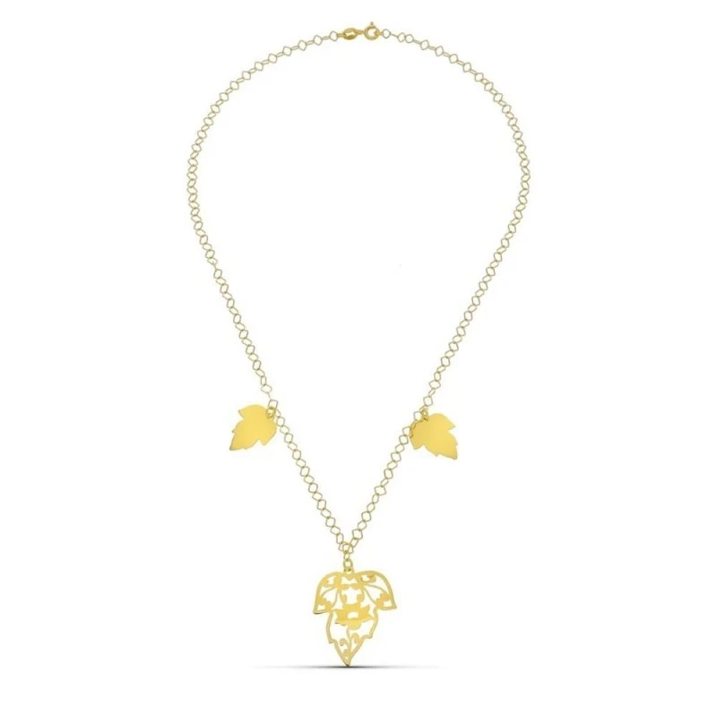 Gargantilla Oro 18k mujer cadena combinada hojas caladas