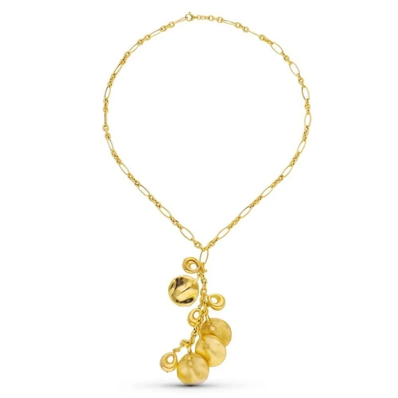 Gargantilla Oro 18k mujer eslabones combinados detalle colgante forma