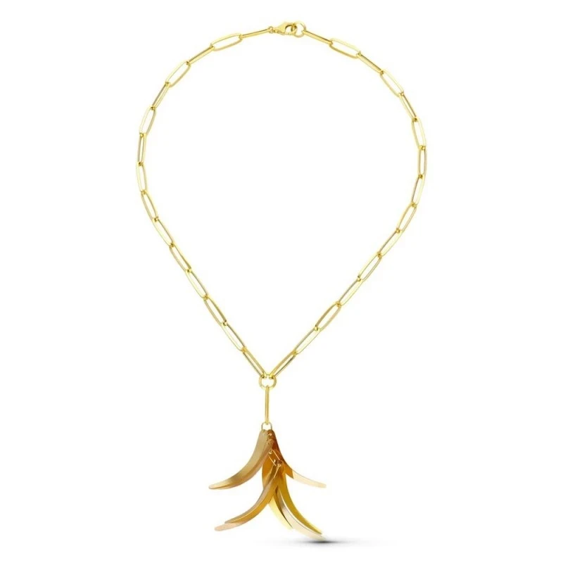 Gargantilla Oro 18k mujer cadena forzada alargada colgante detalle ho