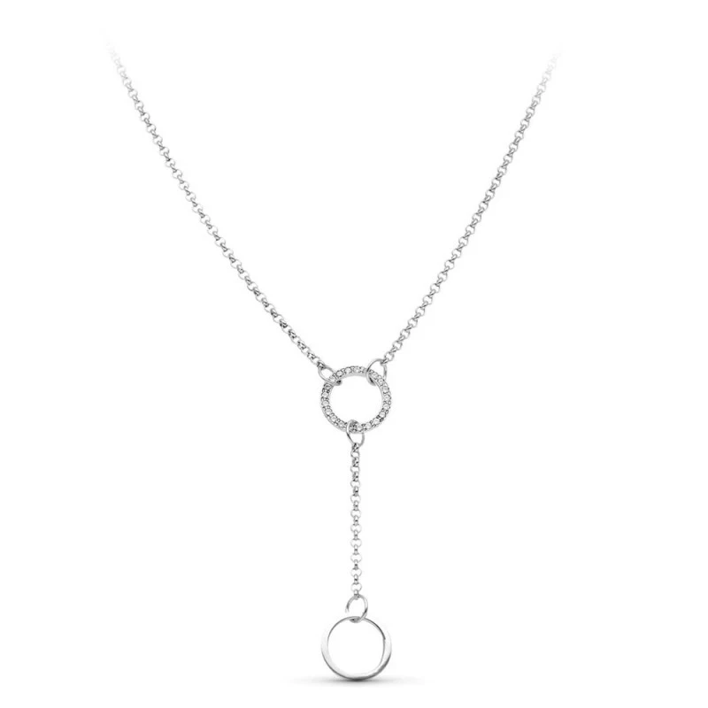 Gargantilla Oro Blanco 18k mujer aros calados circonitas combinados l