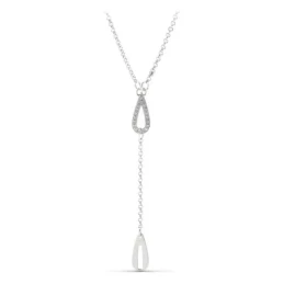 Gargantilla Oro Blanco 18k mujer cadena combinada forma gotas circoni