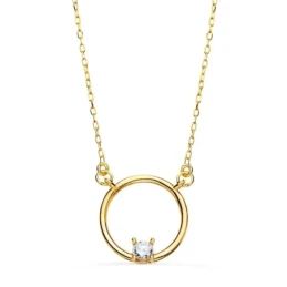 Gargantilla Oro 18k mujer 40 cm. cadena forzada detalle círculo calad