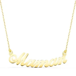 Gargantilla Oro 18k mujer 43 cm. mensaje MAMAN 34 mm. mamá en francés