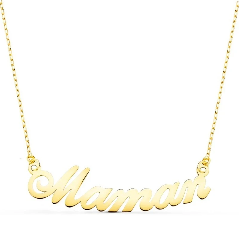 Gargantilla Oro 18k mujer 43 cm. mensaje MAMAN 34 mm. mamá en francés