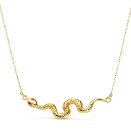 Gargantilla Oro 18k mujer 45 cm. serpiente 40 x9 mm. circonitas rojas