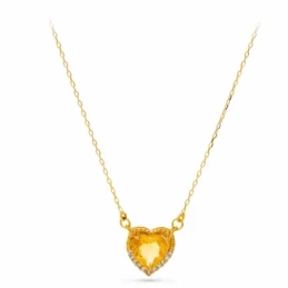Gargantilla Oro 18k mujer 40 cm. corazón citrino 7 mm. circonitas