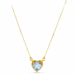 Gargantilla Oro 18k mujer 40 cm. corazón topacio 7 mm. circonitas