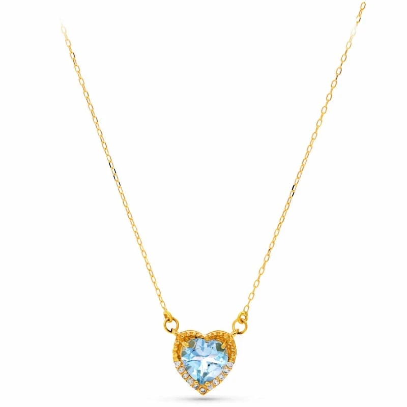 Gargantilla Oro 18k mujer 40 cm. corazón topacio 7 mm. circonitas