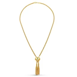 Gargantilla Cordón Salomónico Oro 18k mujer 50 cm. esmeralda detalle