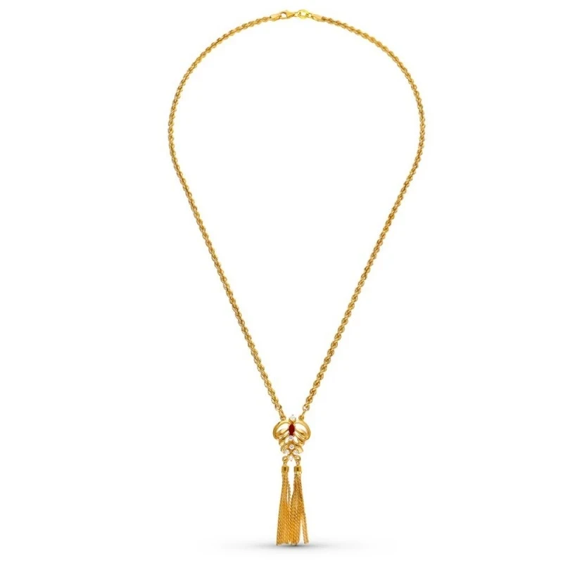 Gargantilla Cordón Salomónico Oro 18k mujer 50 cm. rubí detalle colga