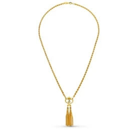 Gargantilla Cordón Salomónico Oro 18k mujer 50 cm. piedra esmeralda c