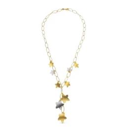 Gargantilla Oro Bicolor 18k mujer eslabones ovalados colgantes estrel
