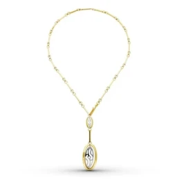 Gargantilla Oro Bicolor 18k mujer 45 cm. eslabones planos lisos forma
