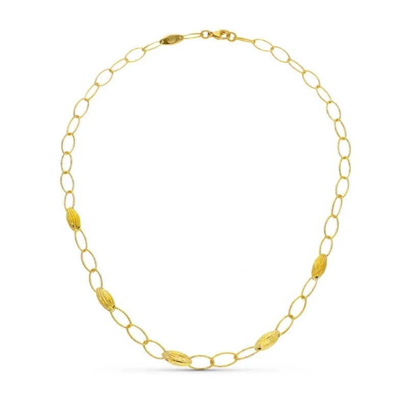 Gargantilla Oro 18k mujer eslabones ovalados combinados
