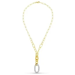 Gargantilla Oro Bicolor 18k mujer cadena forzada combinada colgante o