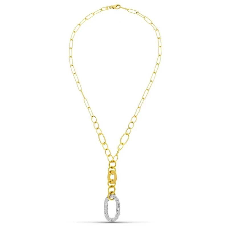Gargantilla Oro Bicolor 18k mujer cadena forzada combinada colgante o