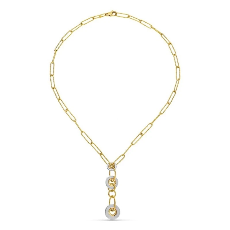Gargantilla Oro Bicolor 18k mujer círculos calados combinados