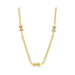 Gargantilla Oro Tricolor 18k mujer cadena malla combinada estrellas