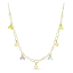 Gargantilla Oro 18k mujer piedras colores combinados estrella colgant