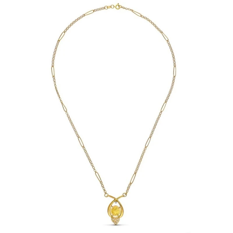 Gargantilla Oro 18k mujer 48 cm. colgante corazón circonitas