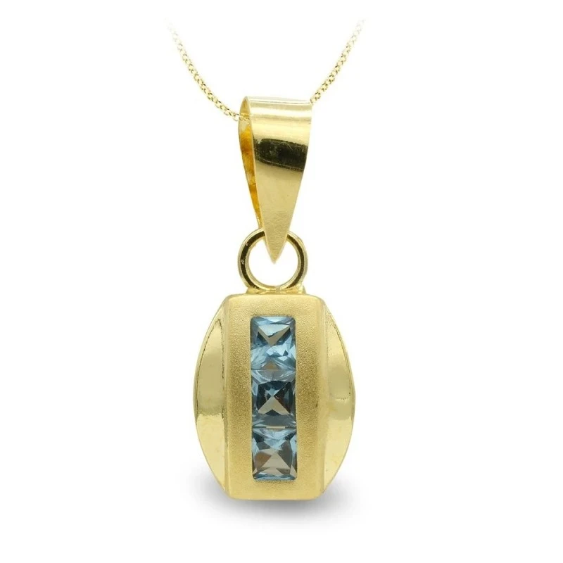 Colgante Oro 18k mujer detalle circonita azul centro