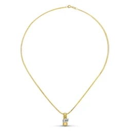 Gargantilla Oro Bicolor 18k mujer 40 cm. colgante 16 x 7 mm. detalle