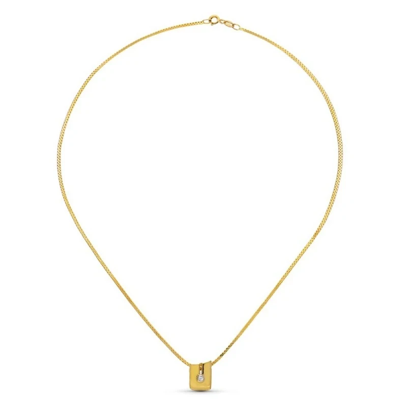 Gargantilla Oro 18k mujer 40 cm. colgante 12 x 8 mm. diamante centro