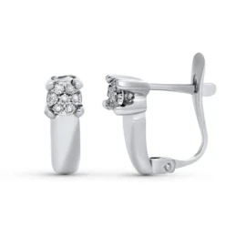 Pendientes Oro Blanco 18k mujer 13 mm. diamantes 0.007ct.