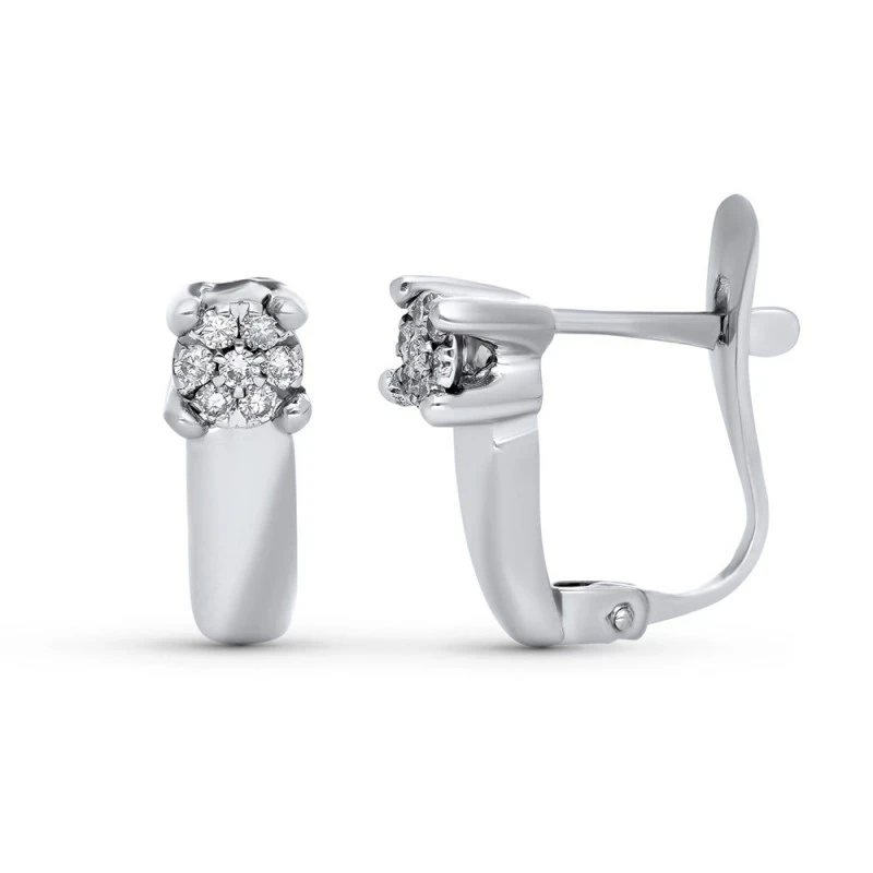 Pendientes Oro Blanco 18k mujer 13 mm. diamantes 0.007ct.