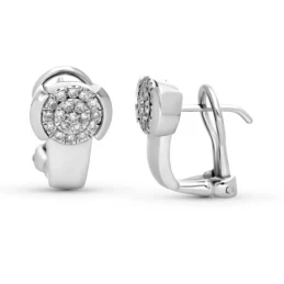Pendientes Oro Blanco 18k mujer 14 mm. 38 brillantes 0.009ct.