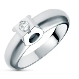 Solitario Oro Blanco 18k mujer diamante centro cabeza 0.15ct. ancho c