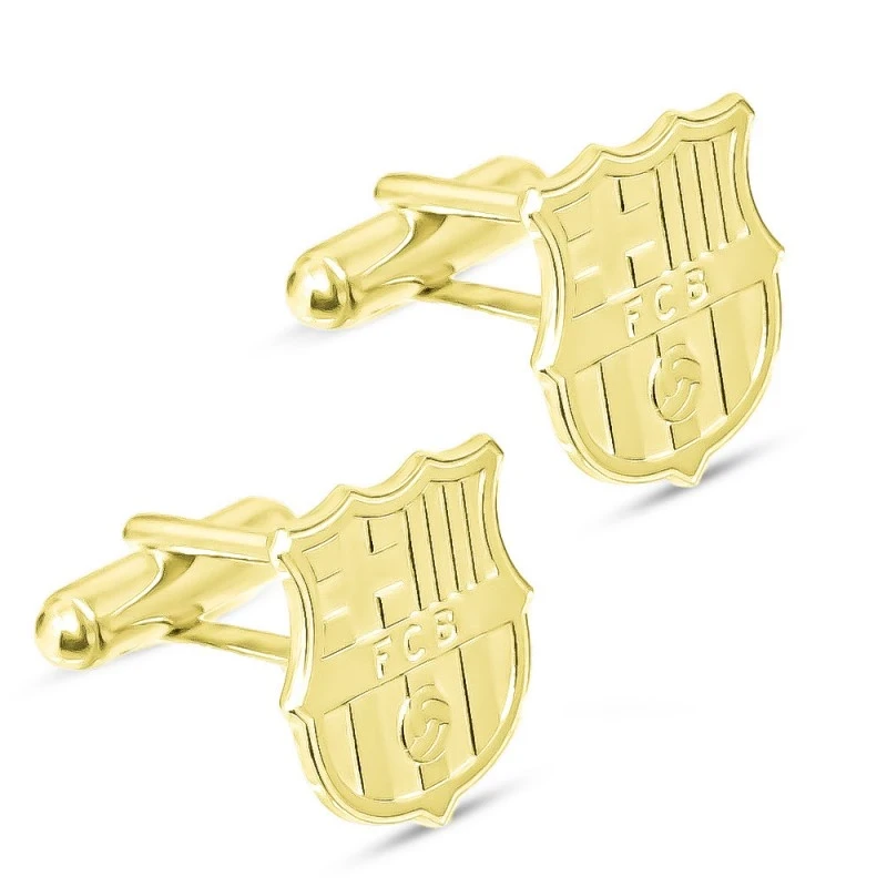 Fútbol Club Barcelona Gemelos Oro 18k escudo macizo 18 mm. relieve ma