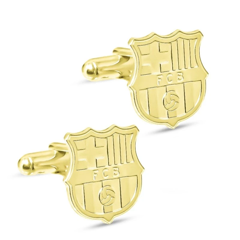 Fútbol Club Barcelona Gemelos Oro 18k escudo macizo 18 mm. relieve ma