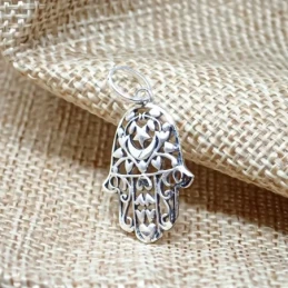 Mano Fátima Colgante Amuleto Plata Ley 925m 25 mm. calada detalles t