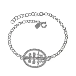 Cruz Caravaca Pulsera Plata Ley 925m 17 cm. cadena rolo 3 mm. cerco c