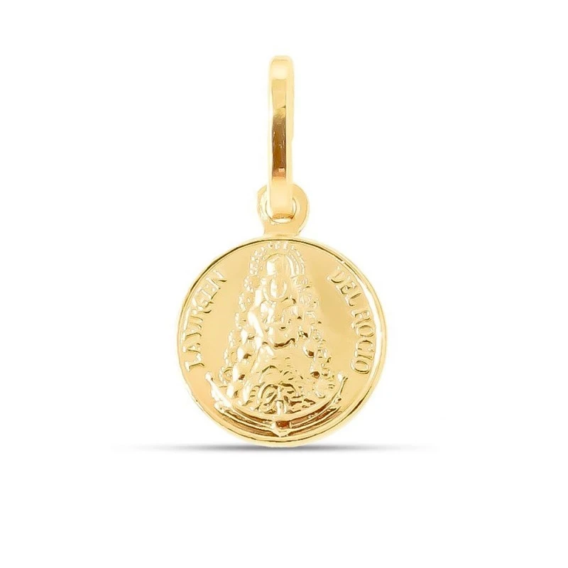 Virgen del Rocío Medalla Plata Ley 925m chapado oro 12 mm. bisel tras