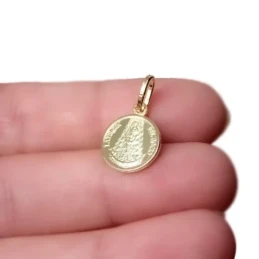 Virgen del Rocío Medalla Plata Ley 925m chapado oro 12 mm. bisel tras
