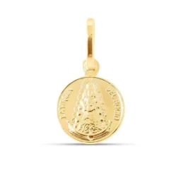Virgen del Rocío Medalla Plata Ley 925m chapado oro 12 mm.. Grabación