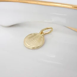 Virgen del Rocío Medalla Plata Ley 925m chapado oro 12 mm.. Grabación