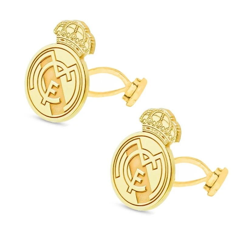 Real Madrid Gemelos Oro 18k hombre 18 mm. escudo láser equipo fútbol