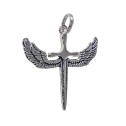San Miguel Alas Colgante Plata Ley 925m unisex 29 mm. espada oxidada