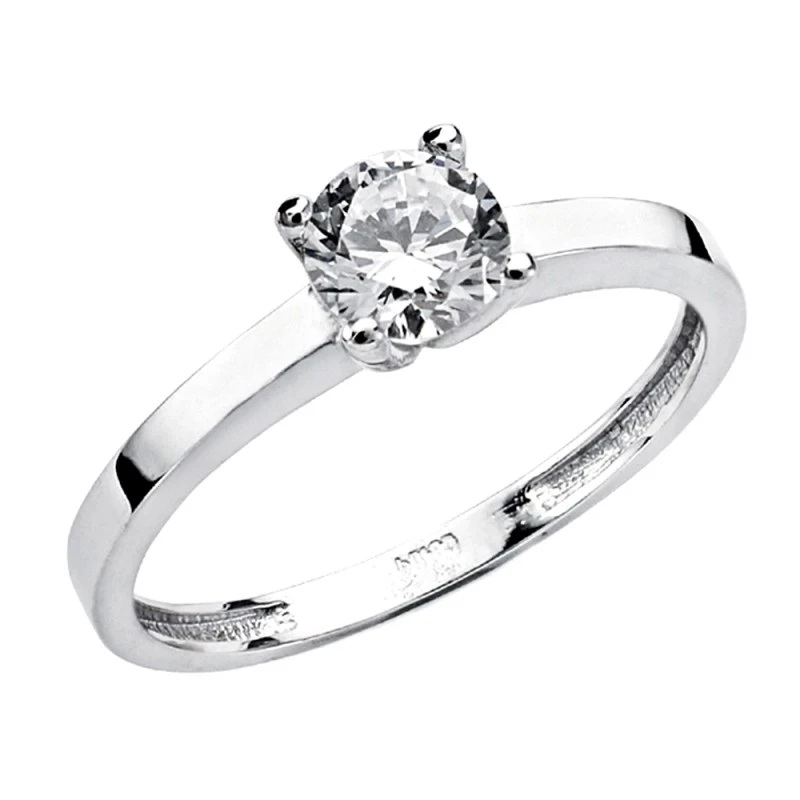 Solitario oro blanco 18k circonita 5.5mm. [AA0476]